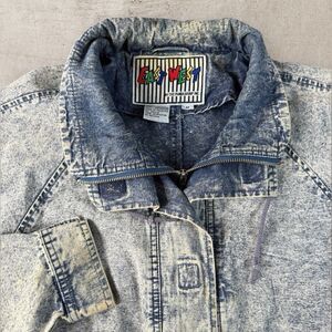 Vintage East West By Panda Group Denim Jacket Size Medium Acid Wash Full Zip 80s